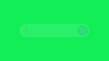 Animated web search bar with blank keyword with button appearing on chroma key green screen alpha channel background