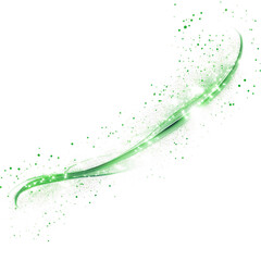 Poster - Abstract green light trail on isolated transparent background. Glowing light, shiny effect, sparkle swirl, motion, energy. Abstract concept, futuristic design, magic, fantasy. Alpha mask cut out png.
