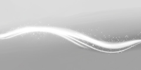Aufkleber - Abstract white glowing line, light effect, on grey background. Shine, sparkle, bright, dynamic, wave, futuristic, swirl. Perfect for logo, tech, design, presentation, web, digital, mobile, graphic.