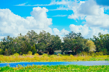 Wall Mural - A lake view house and beautiful cloud