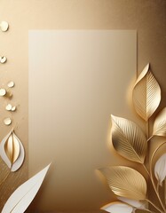 Wall Mural - Elegant gold and white leaf arrangement with a blank card for your message.