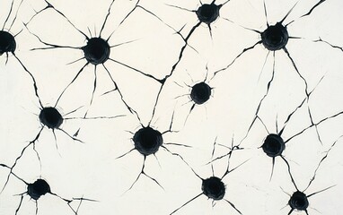 Poster - Abstract design featuring cracks and holes on a white surface, showcasing intricate patterns and textures in modern art