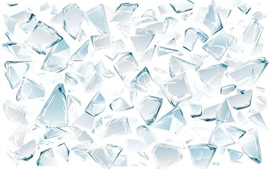 Aufkleber - scattered shards of broken glass create a textured and reflective surface in soft lighting