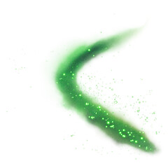 Aufkleber - Green glowing trail with sparkles on alpha layer. Abstract shape, neon green, shiny effect, curve, swirl, motion design. Digital art, illustration, fantasy, futuristic concept. Isolated element Png.