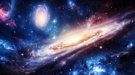 Wall Mural - a vast star field sparkles with colorful stars and swirling nebulae, inspiring cosmic wonder.