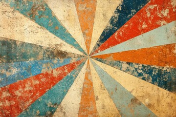 Aufkleber - Retro colorful sunburst design on grunge textured background