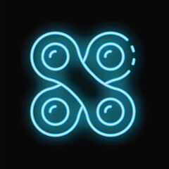 Poster - Bright blue neon fidget spinner rotating and glowing in the dark