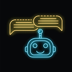 Poster - Neon chatbot icon glowing on a dark background, symbolizing the role of ai in modern communication