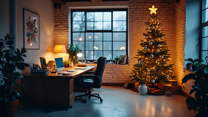 Poster - room with christmas decorations