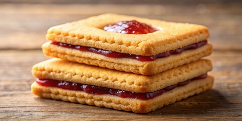 Aufkleber - A close-up view of freshly baked cookies with sweet jam filling layered on top of each other, capturing the essence of a classic, comforting treat.