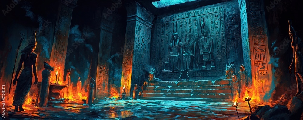 Stock-Illustration „Ancient Egyptian Wall Relief of Osiris and Gods of ...