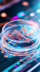 Poster - A magnified digital graph displays stock market trends against a vibrant trading interface