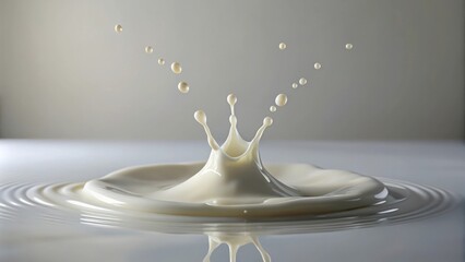 Aufkleber - A single drop of liquid creates a crown-shaped splash, surrounded by ripples, against a neutral backdrop.