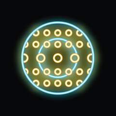 Poster - Neon style concentric circles forming a pattern on a black background