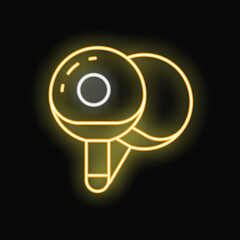 Poster - Glowing neon icon of a security camera, emphasizing the concept of surveillance and safety
