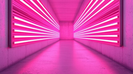 Poster - A vibrant, pink-lit corridor featuring neon lights, creating a dynamic and modern atmosphere.