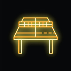 Poster - Glowing neon line ping pong table icon isolated on black background for logo, banner and advertising