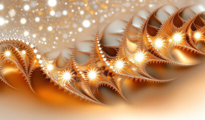Aufkleber - Exploring the Enchanting Patterns of a Warm Golden Fractal Landscape at Dawn