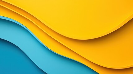 Poster - Waves of Cerulean and Saffron Yellow Create a Vibrant Artistic Backdrop Full of Energy and Movement