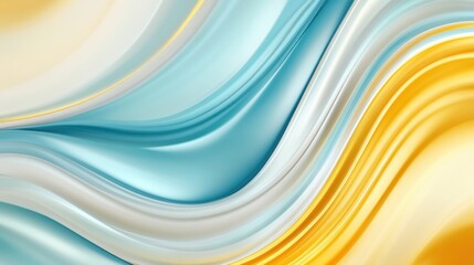Poster - Elegant Swirls of Cerulean and Saffron Yellow Blend Into a Captivating Abstract Texture