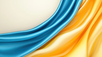 Poster - Fluid Harmony of Cerulean and Saffron Yellow Creates a Vibrant Abstract Background Texture