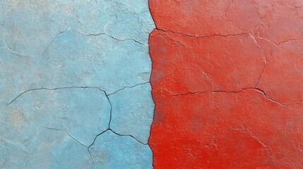 Poster - An Artistic Blend of Crimson and Cyan Textures Illustrating a Vivid Abstract Landscape of Contrast