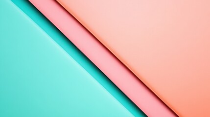 Poster - A Dynamic Interplay of Teal and Coral Pink Shapes Creating a Vibrant Abstract Texture in Art
