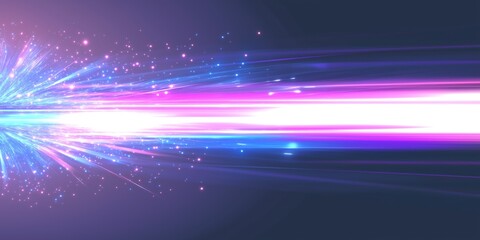 Aufkleber - Abstract background with colorful trails, glowing particles. Futuristic design with blue, purple, pink colors. Digital art with vibrant colors, abstract shapes. Perfect for variety of creative