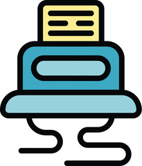 Poster - Paper shredder machine destroying document with hidden camera icon, outline style