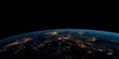 © Udomner - Night time view from space showing the lights of European cities illuminating the continent, exploration, world