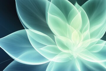 Poster - A Mesmerizing Fractal Plant Glowing Softly in a Serene, Ethereal Blue Atmosphere