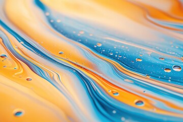 Poster - Iridescent Oil and Water Droplets Create Mesmerizing Organic Patterns in Soft Ambient Light