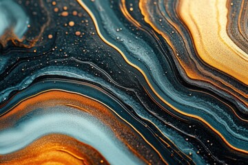 Poster - Captivating Swirls of Iridescent Colors Blending Oil and Water in a Dark Ambient Setting