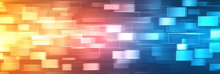 Poster - A Dynamic Array of Vibrant Glowing Code Bits Creating a Colorful Technology Background
