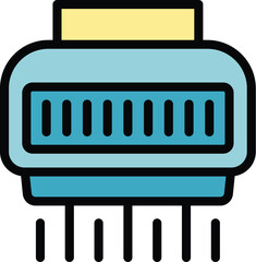 Poster - Air conditioner blowing cold air, icon vector outline illustration