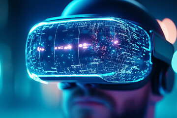 Poster - A person in a VR headset immerses in a vibrant, captivating digital world