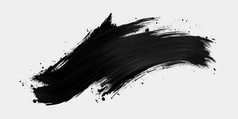 Poster - Black paint brush stroke isolated on white background. Abstract grunge ink splatter. Messy distressed brush strokes. Art design element. Texture pattern for wallpaper banner. Creative graphic for