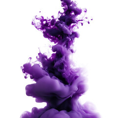 Poster - Purple abstract smoke cloud. Violet ink art. Fluid motion effect. Watercolor paint, liquid dye, powder, gas, mist, explosion, swirl. Background, design, illustration, wallpaper. White, blue, pink, Png