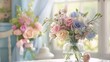 © Justlight - A beautiful bouquet of pastel ribbons arranged perfectly in a glass vase for a touch of vintage charm.