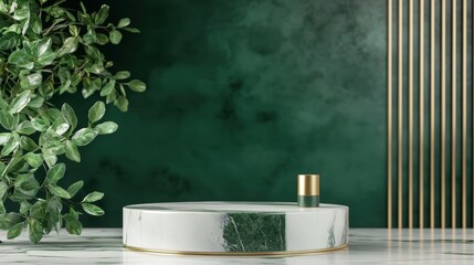 Poster - Elegant marble display with green accents and gold details