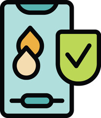 Poster - this vector illustration shows a smartphone with a water drop symbol and a check mark shield icon, s