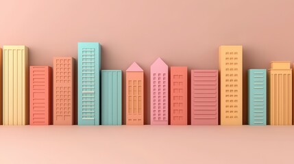 Poster - colorful minimalist cityscape illustration modern architecture urban design skyline b