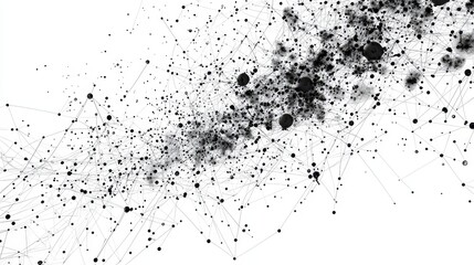 Poster - Abstract Data Visualization with Black Particles and Connecting Lines, Creating a Modern Scientific Background for Technology and Innovation Themes