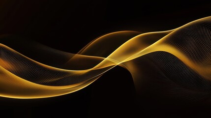 Poster - Abstract Gold Wave Background - Elegant Digital Art with Black Background