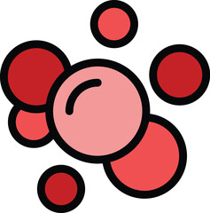 Poster - Cartoonish depiction of weightless bubbles floating in the air, with a gradient going from pink to red