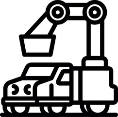 Poster - Robotic arm efficiently loading cargo onto truck, showcasing automation in logistics and modern supply chain operations