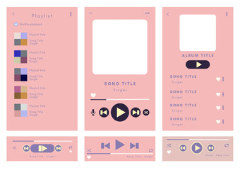 Wall Mural - mockup template for music player and playlist display for the mobile application. music playlist tem