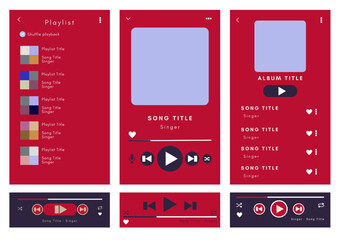 Wall Mural - mockup template for music player and playlist display for the mobile application. music playlist tem