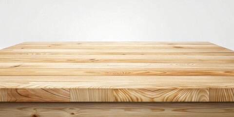 Poster - A Simple Wooden Tabletop with a Light Background, Perfect for Product Display and Graphic Design Projects