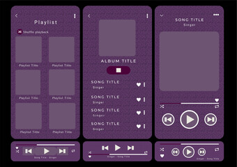 Wall Mural - mockup template for music player and playlist display for the mobile application. music playlist tem